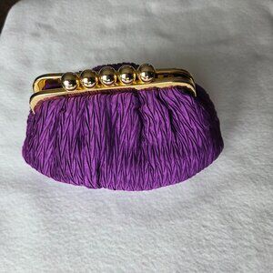 Vintage Pleated Crinkle Baguette Evening Purse Bag Royal Purple By Carla Marchi